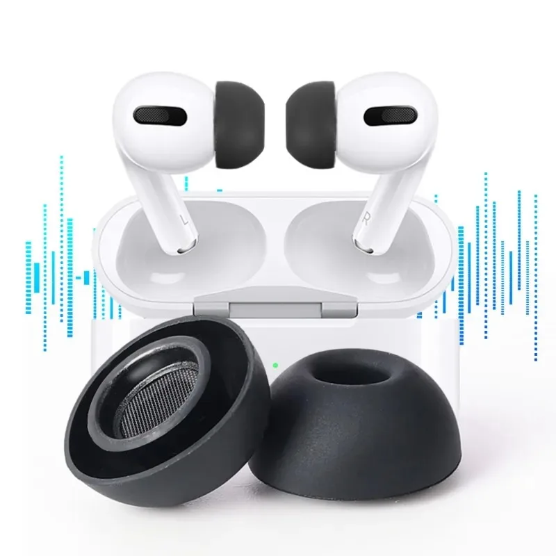 Tapones para los oídos intrauditivos de repuesto para Apple AirPods Pro 1.a 2.a Protector para auriculares Almohadillas de silicona suave Auriculares Tapa S/M/L Negro