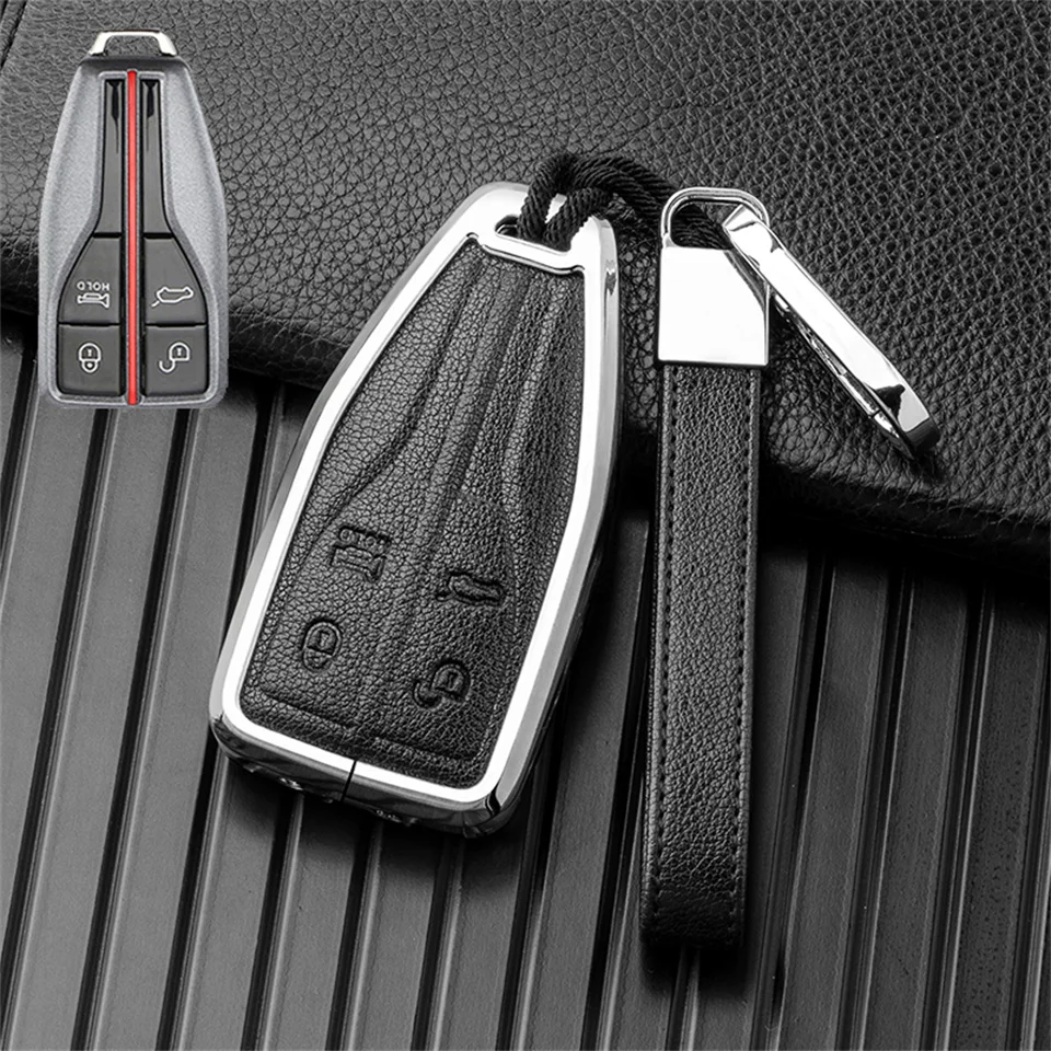 Zinc Alloy Leather Car key case Cover For Hongqi Red Banner H5 key bag H7 Car-Styling Holder Shell Keychain Protection Accessory