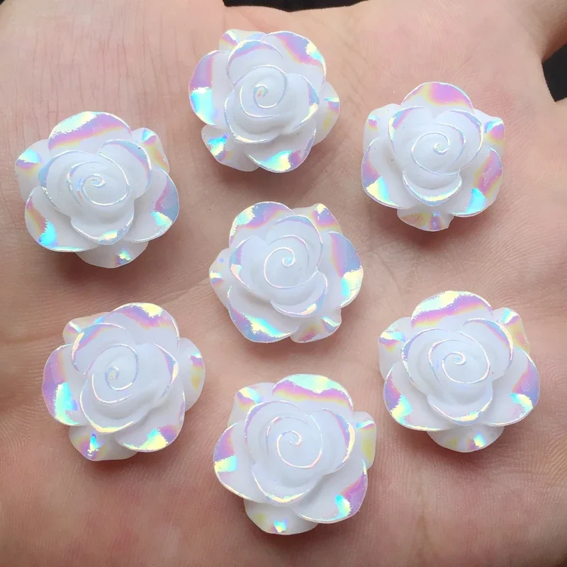 Wholesale 19mm Rose Flower Resin AB Rhinestone jewelry Decoration Stones Crafts Center of hair arch wedding Decoration