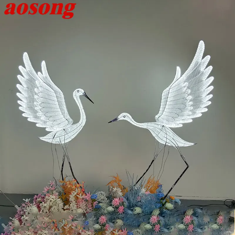 AOSONG Modern LED Light  for Party Stage ShiningRoad Lead Egret edding Decoration Lamp