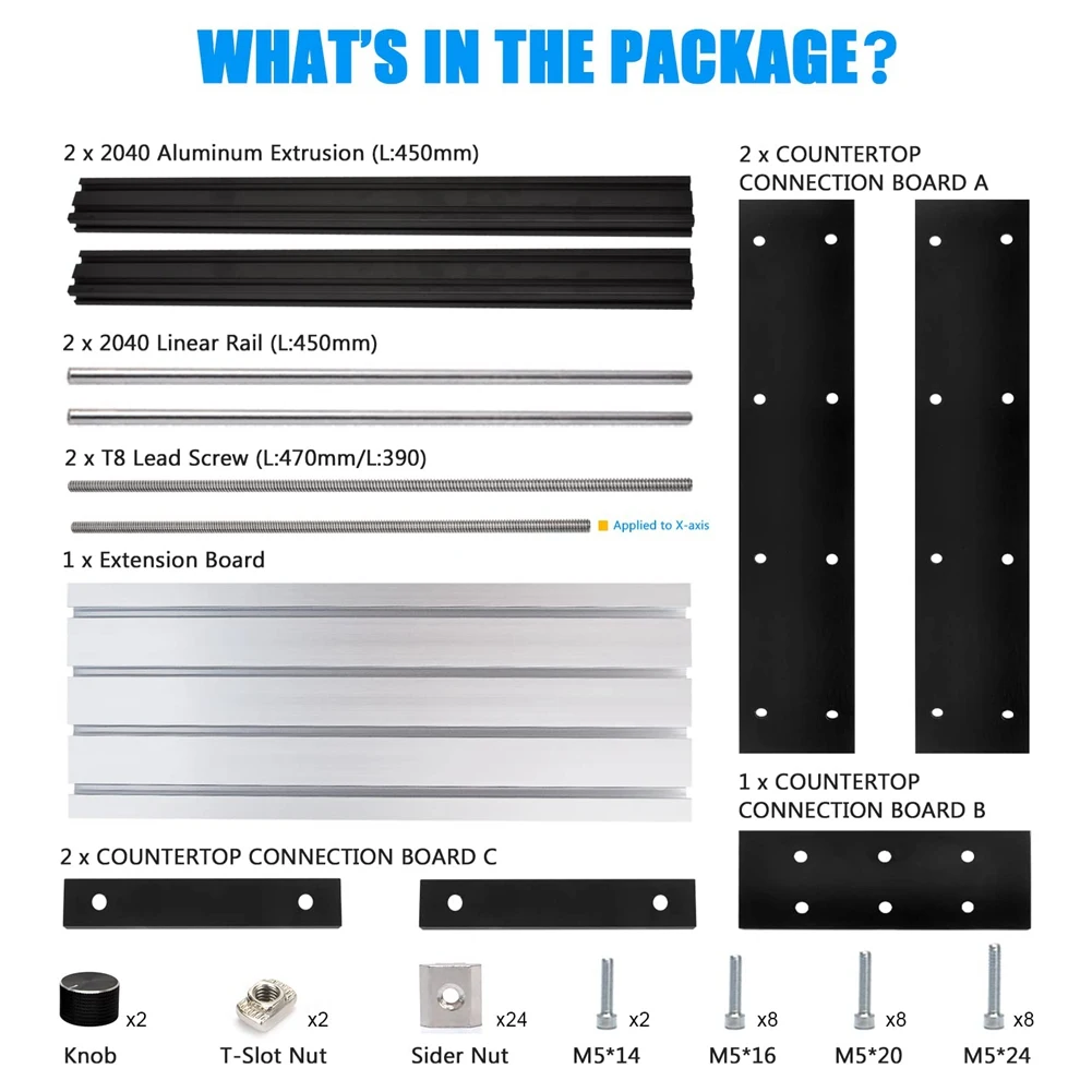 CNC 3018Pro Extension Kit Upgrade Kit 3018Pro to 3040 Compatible with 3018Pro CNC Engraving Milling Machine(A)