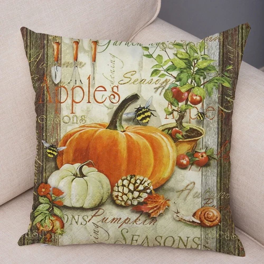 

Colorful Watercolor Pumpkin Pillow Case Soft Short Plush Decor Plant Cactus Cushion Cover for Car Sofa Pillowcase