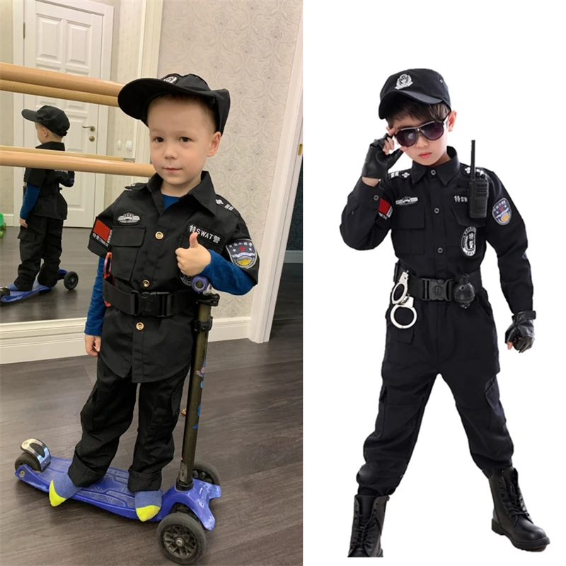 Children Traffic Special Police Uniform Kids Carnival Party Cosplay Performance Policemen Clothing Sets Boy Girl Fancy Costumes