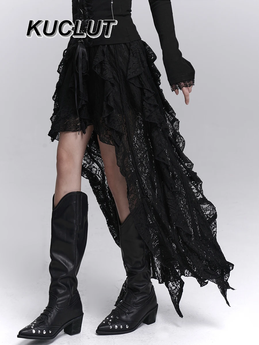 

Summer Autumn Punk Y2k Style Irregular Hem Lace Ladies Casual Skirt Halloween Simple Vintage Sexy Fashion Women's Skirts