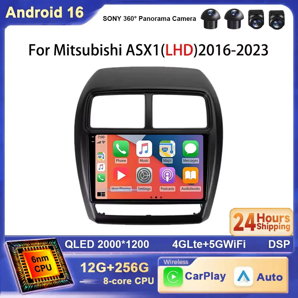 Pour Mitsubishi ASX 1 2016 - 2023 Android 16 conduite à gauche Carplay Auto GPS autoradio navigation multimédia lecteur vidéo 4G BT