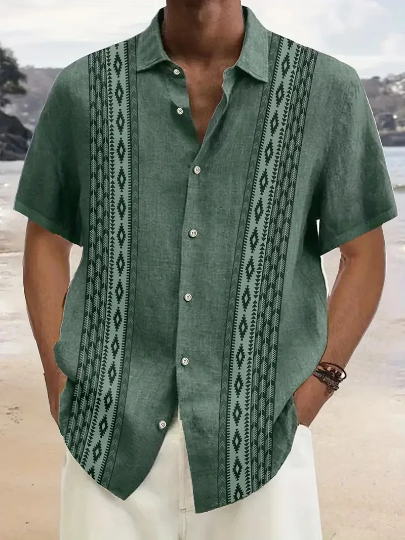 New Hawaiian flower shirt men's short sleeved cross-border 3D printed shirt high-end beach plus size casual jacket