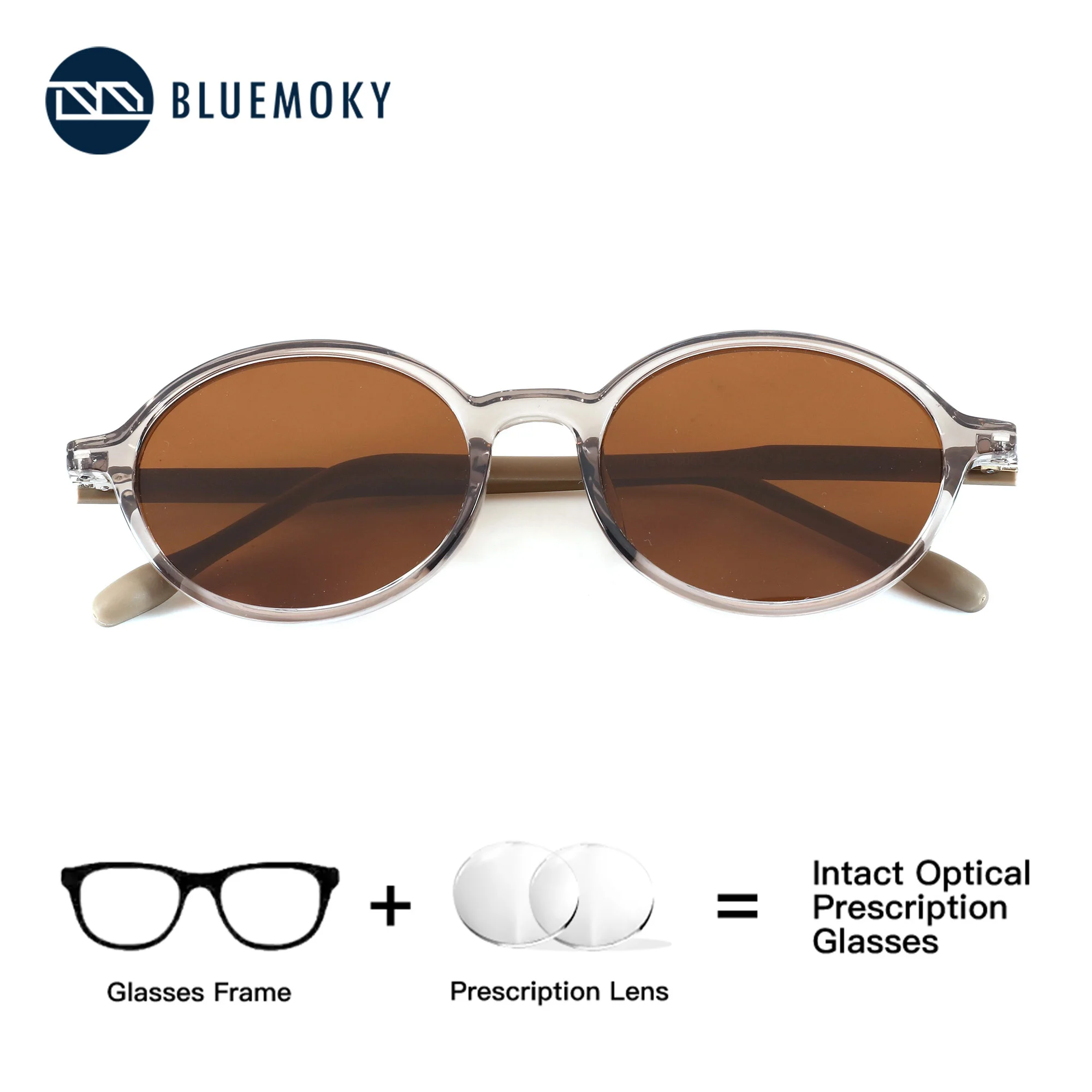 BLUEMOKY L Size Oval Prescription Sunglasses Men Women Unisex Polarized UV400 Progressive Myopia Optical Grade Frames Glasses