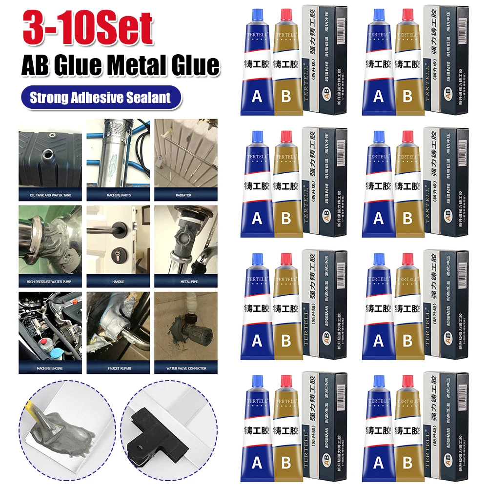 

2pcs/set Industrial Repair Adhesive Liquid Weld AB-Metal Adhesive Aging Resistance for Hard Plastics and Ceramics