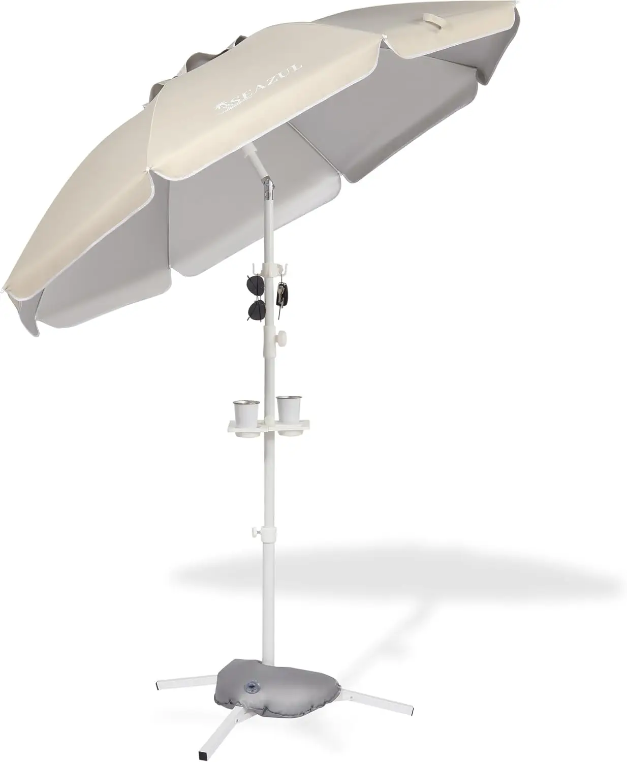6.5ft Portable Sun Shade Umbrella with Stand, Adjustable Height, Water Weight Bag, UV Protection, Lightweight for Beach Sports Camping