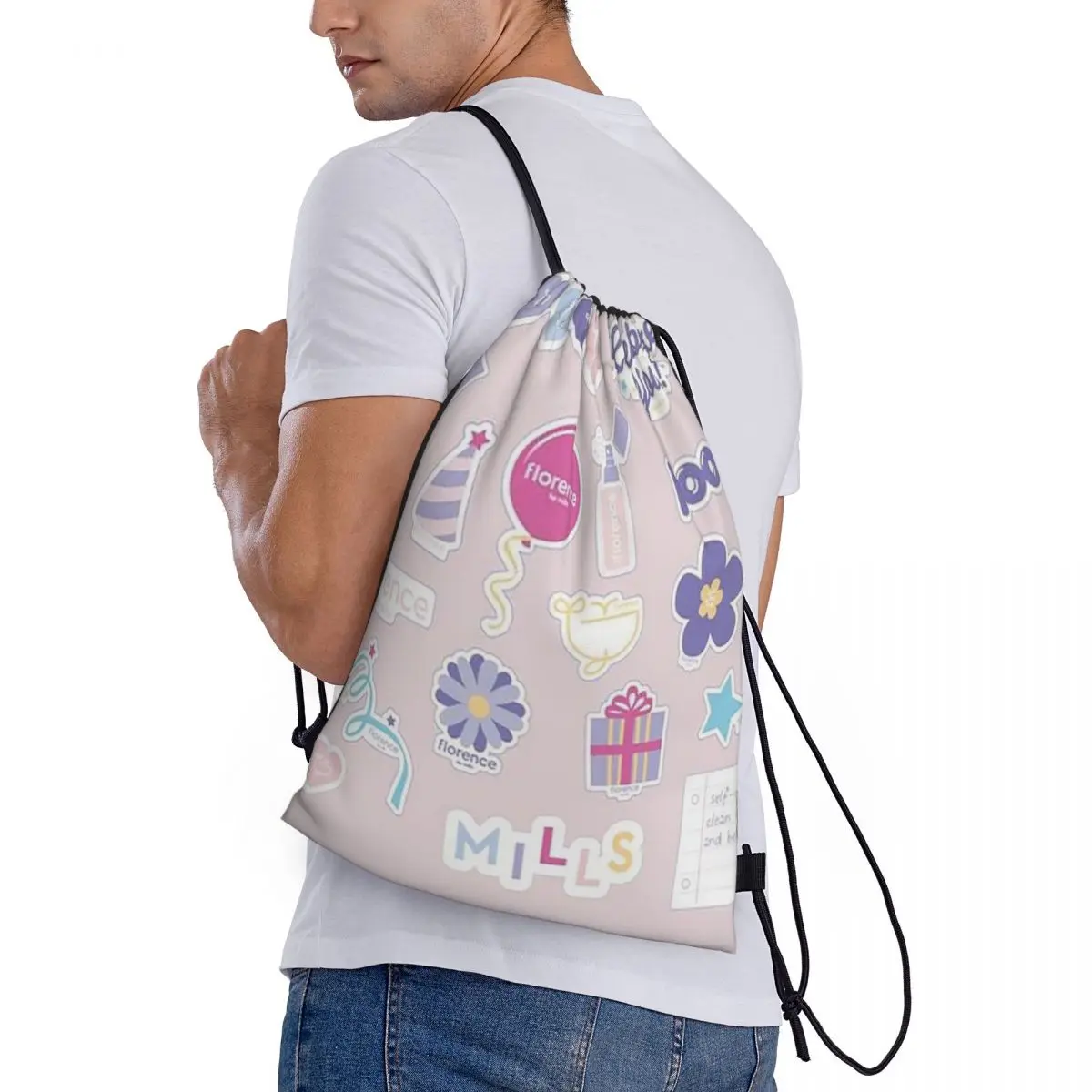 

Florence By Mills Millie Bobby Brown Backpacks Casual Drawstring Bags Sundries Bag Book Bags for Man Woman Students