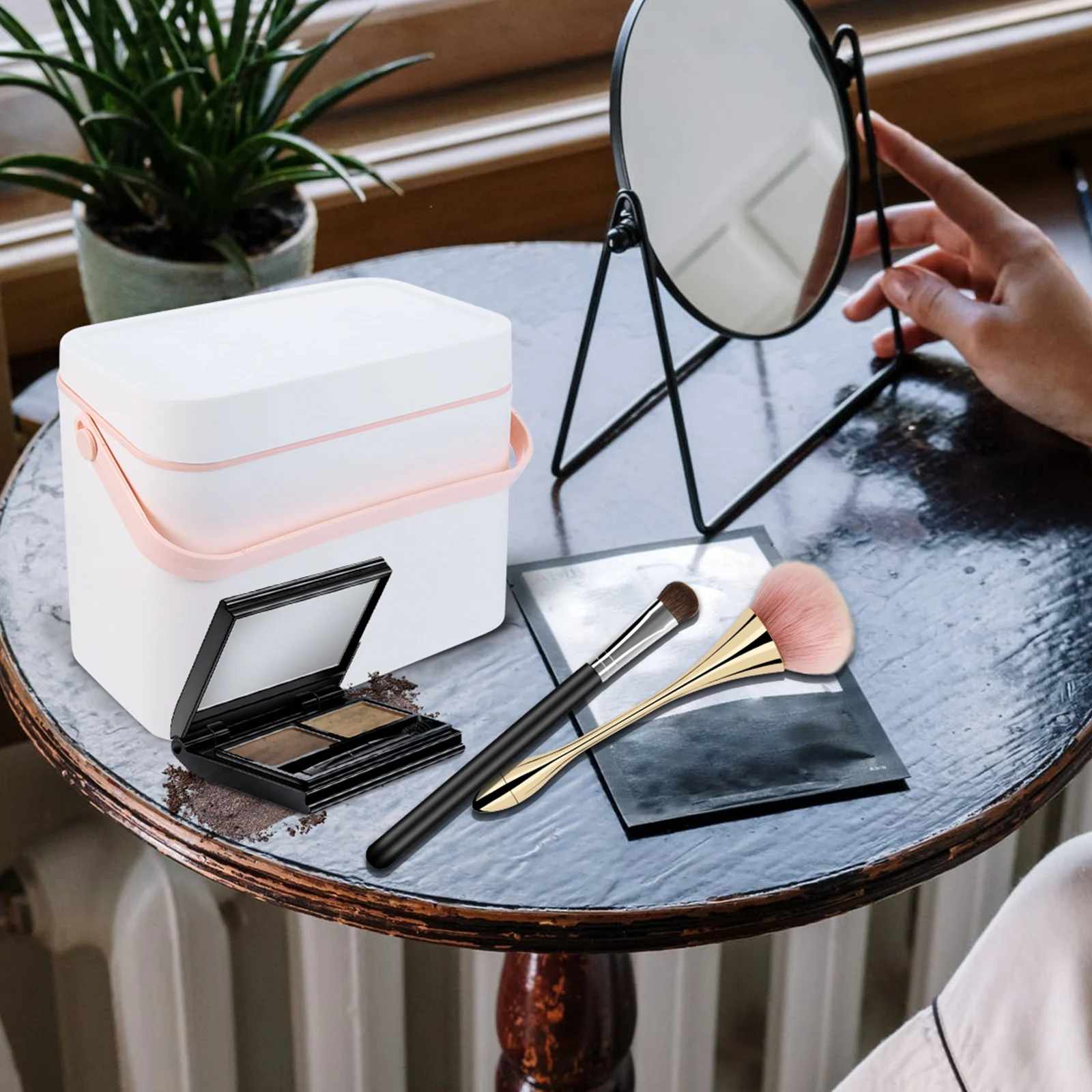 

s Storage Box Makeup ganizer ABS Skincare Box Mirror Dustproof Waterproof Tabletop Accessories Container