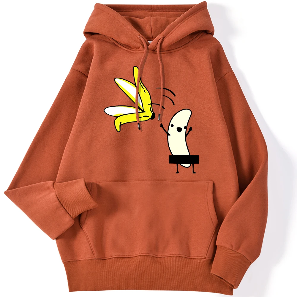 Street Ladies Hoodies Let\'s Take Off Our Banana Peel Funny Printing Clothing Comfortable Warm Sweatshirts Female Cute Streetwear