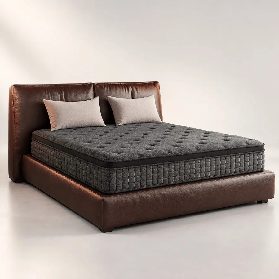 Full Size Mattress 12 Inch Hybrid in a Box for Bedroom Use, Gel Memory Foam and Coils, Gray, Cooling and Pressure-Relieving