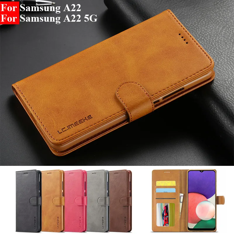 A22 Case For Samsung A22 5G Case Leather Vintage Phone Case On Samsung Galaxy A22 5G Case Flip Magnetic Wallet Cover Hoesje Etui