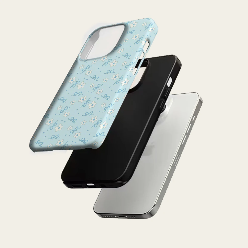 Fleur bleue IPhone17 doit pour la coque de téléphone magnétique pour IPhone 17 16 15 14 13 Pro Max Plus étui robuste simple Double couche
