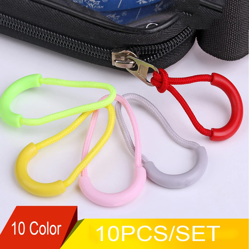 10 Color 10pcs/set Plastic Zipper Pulls Cord Zip Puller Clip High-quality Replacement Ends Lock Clothing Backpack Luggage Access