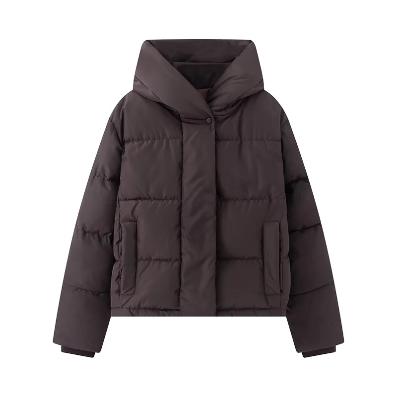 Abrigo de mujer 2025 invierno nuevo estilo Color sólido manga larga impermeable y resistente al viento chaqueta cálida con capucha elegante y elegante