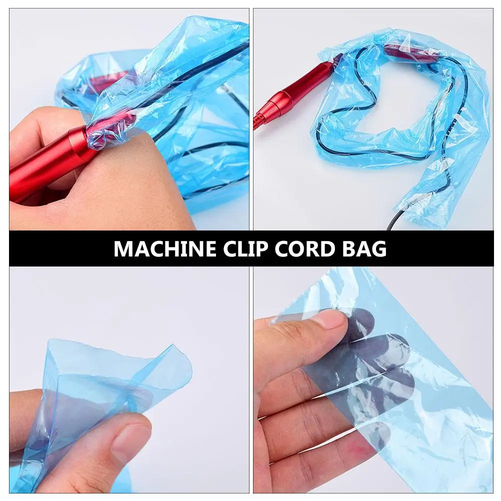 100 Pcs Tattoo Machine Protective Bag Hook Line Clip Cord Cover Disposable Storage Plastic Sleeves Hygiene Helper