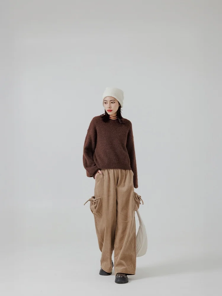 

Queenop Autumn Winter New Arrival Women's Knitted Long Sve ort Version Bubble Sve Warmth Casual Sle Faion Top