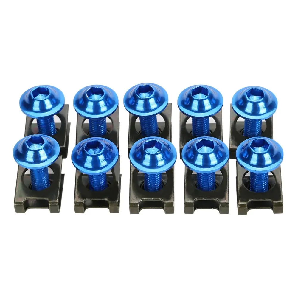 10X U-Type M6 6mm Motorcycle Universal Fairing Bolts Kit Body Screw Nut Fastener Clip For Honda Suzuki Kawasaki Yamaha Ducati
