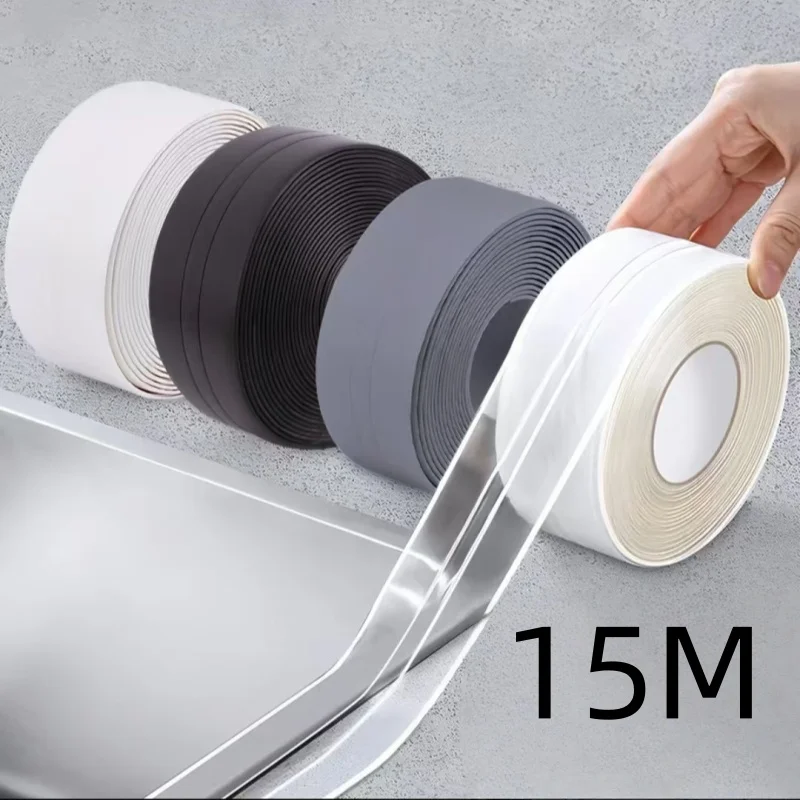 Cinta de sellado para baño, cinta de calafateo autoadhesiva, impermeable, tira de sellado para inodoro, PVC, a prueba de aceite, adhesivo para borde de fregadero de cocina