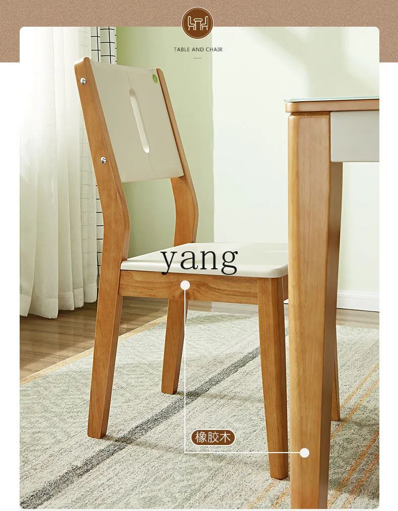 LH living room small apartment dining table solid wood frame glass dining table and chairs