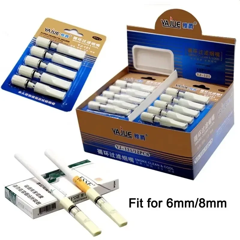 For 8mm&6mm Microfilter Smoke Mouthpiece Portable Reducing Tar Tobacco Filter Circulation Personal Cigarette Holder Smoking Tool