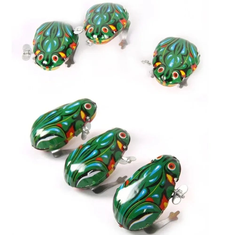 Classic Tin Clockwork Clockwork Toy Jumping Frog Children's Vintage Toy Boy Boy Education Baby Baby Classic Toy Wind Up Toys
