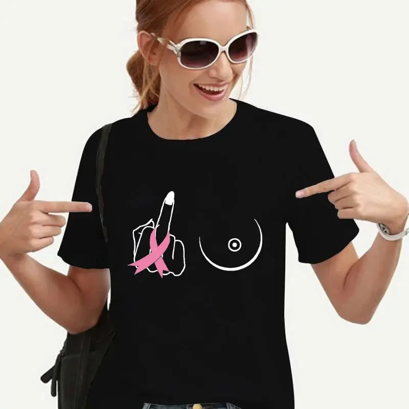 Chemise à manches courtes pour femme, vêtements pour cancer du sein, doigt du milieu, t-shirt Kokor, motivation