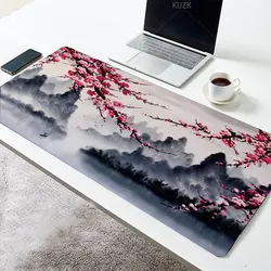 Cherry Blossom Gaming Mouse Pad,  Sakura Watercolor Painting Extended Mouse Pad,Non-Slip Rubber Base Mousepad Keyboard Mouse Mat