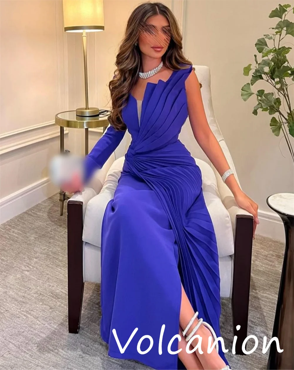 Customized Fashion Elegant Jersey Pleat Straight V-neck Midi Dresses Bespoke Occasion Intricate Matching