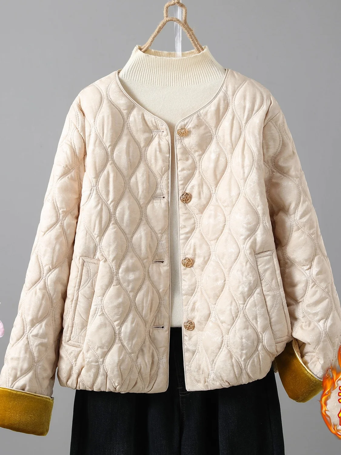 

Утепленная хлопковая куртка-пуховик с вышивкой и круглым вырезом для женщин, зимняя модная одежда в стиле Mommy Sle