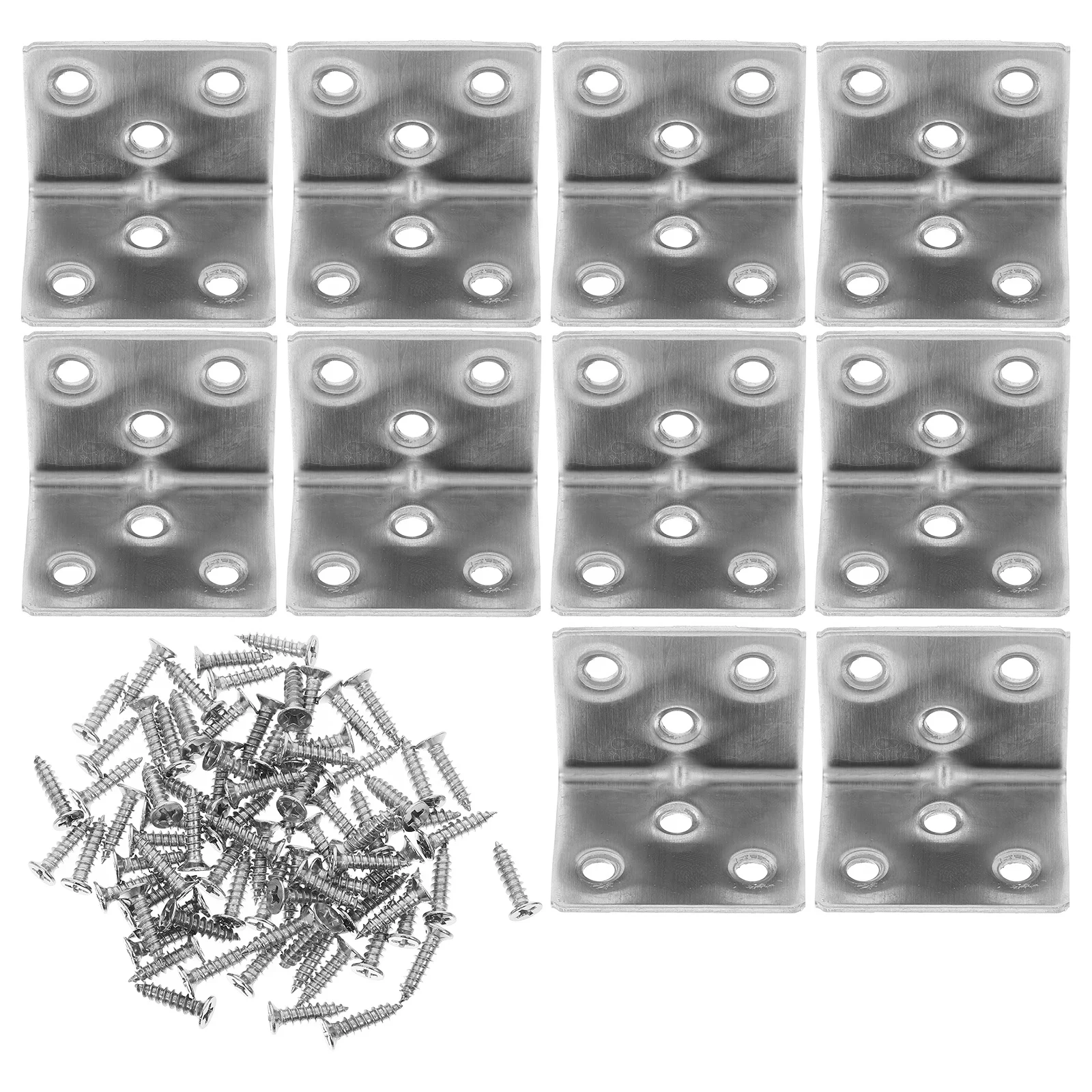 

10 Pcs Stainless Steel Corner Code Bookshelf Brackets Angle Fasten Connector Brace Support Shaped Plates with Screws