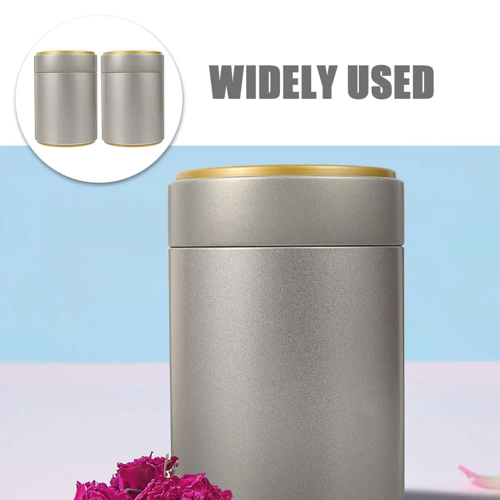 

2Pcs Metal Tea Canister Tinplate Airtight Container with Lid for Tea Leaves Coffee Sugar Candy Office Kitchen Travel Portable