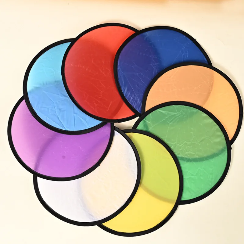 Foldable Flying Disc Fan 25cm Polyester Portable Handheld Fan For Outdoor Beach Activities Multiple Color Wedding Party Favors