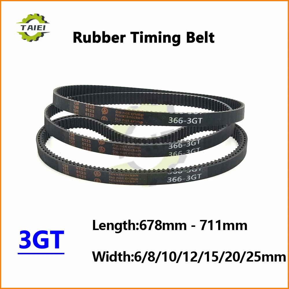 3GT Rubber Timing Belt Length 678 681 684 687 690 693 696 699 702 705 708 711mm Width 6/10/15/20mm Loop Synchronous Drive Belt