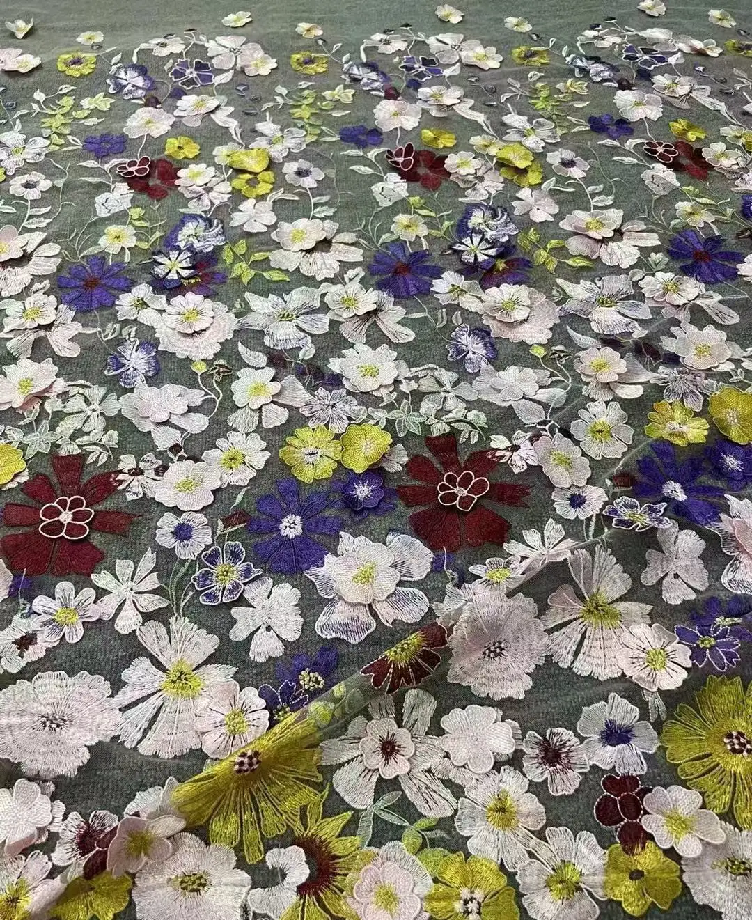 أقمشة الدانتيل الزهور الملونة لفساتين القماش DIY والإكسسوارات والمنسوجات المنزلية