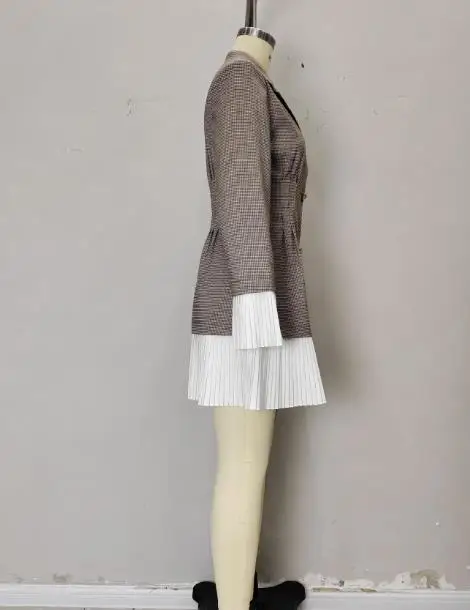 

Elegant Dresses Autumn & Winter Waist Cinched Plaid Pleated Dress Temperament Commuting New Women's Slim Fashion A Line Dress