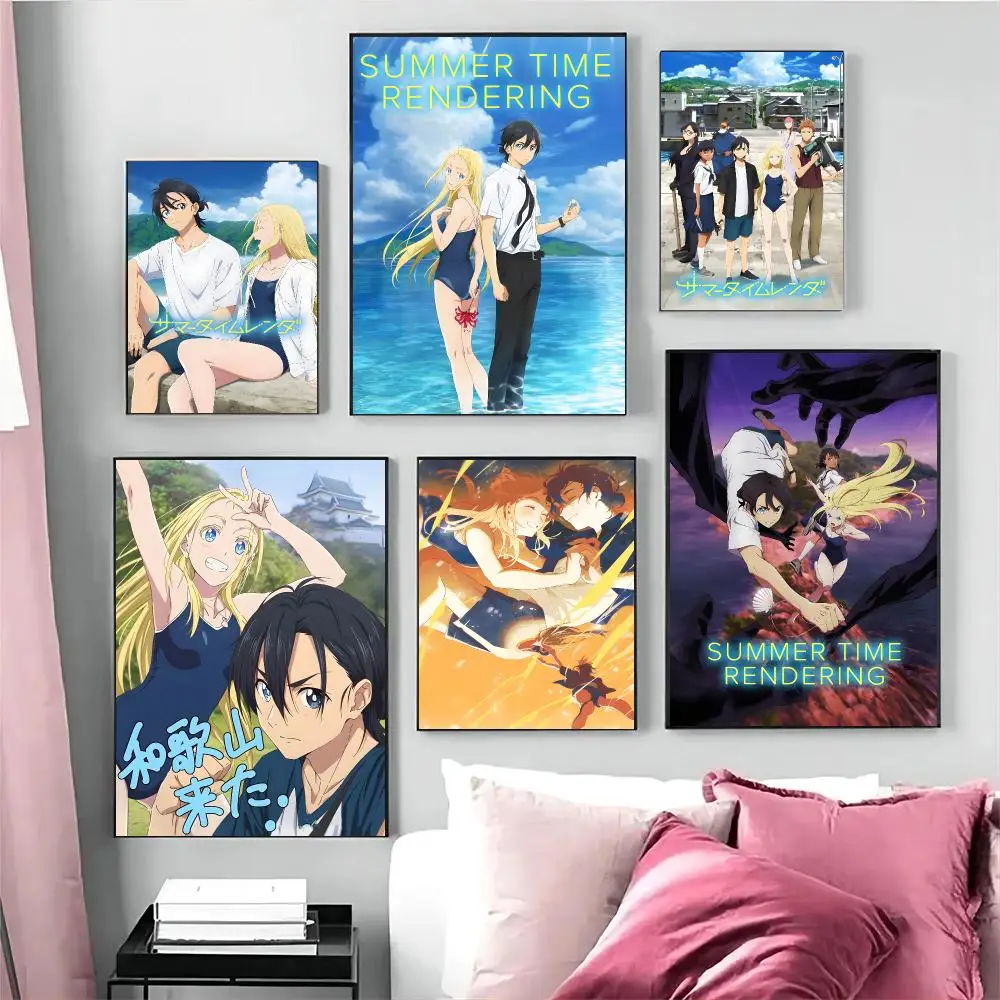 Summer Time Rendering Anime Mystery Poster Self-adhesive Advanced Aesthetic Printing Paper Wall Art for Living Room Home Decor