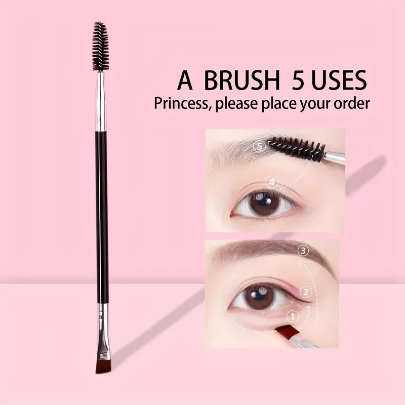 Neuer 2-in-1 Großer Doppel-Augenbrauen- und Eyeliner-Pinsel - Abgeschrägter Augenbrauenpuder-Pinsel, Spiral-Mischpinsel und Flacher Augenschwarz-Applikator – Detail 5