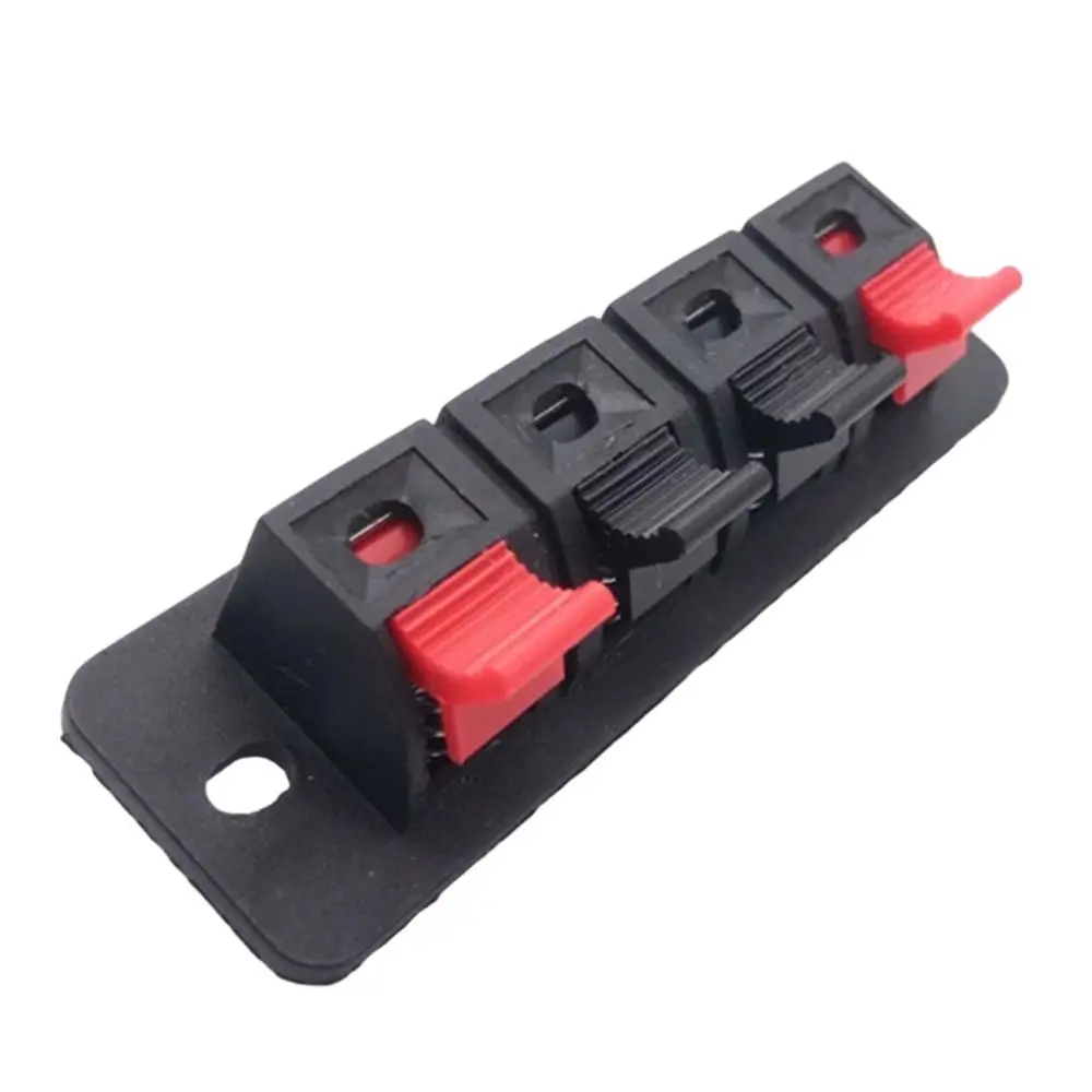 10Pcs Plastic Copper 4 Positions Spring Connector Push In Jack Red Black Polarity Audio Speaker Terminal Panel Mount