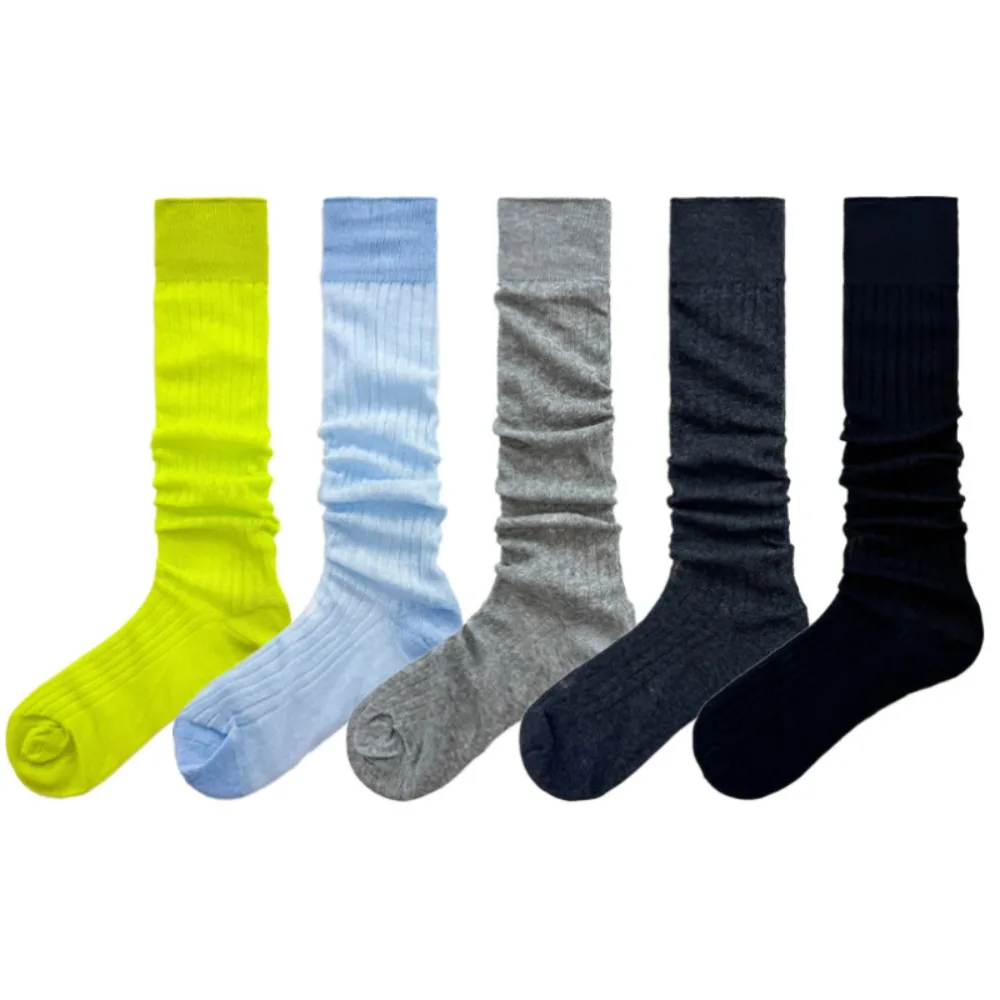 

Comfortable Lolita JK Calf Socks Cotton Solid Color Knee High Socks Bunching Socks Japanese Style Mid-tube Stocking Ballet