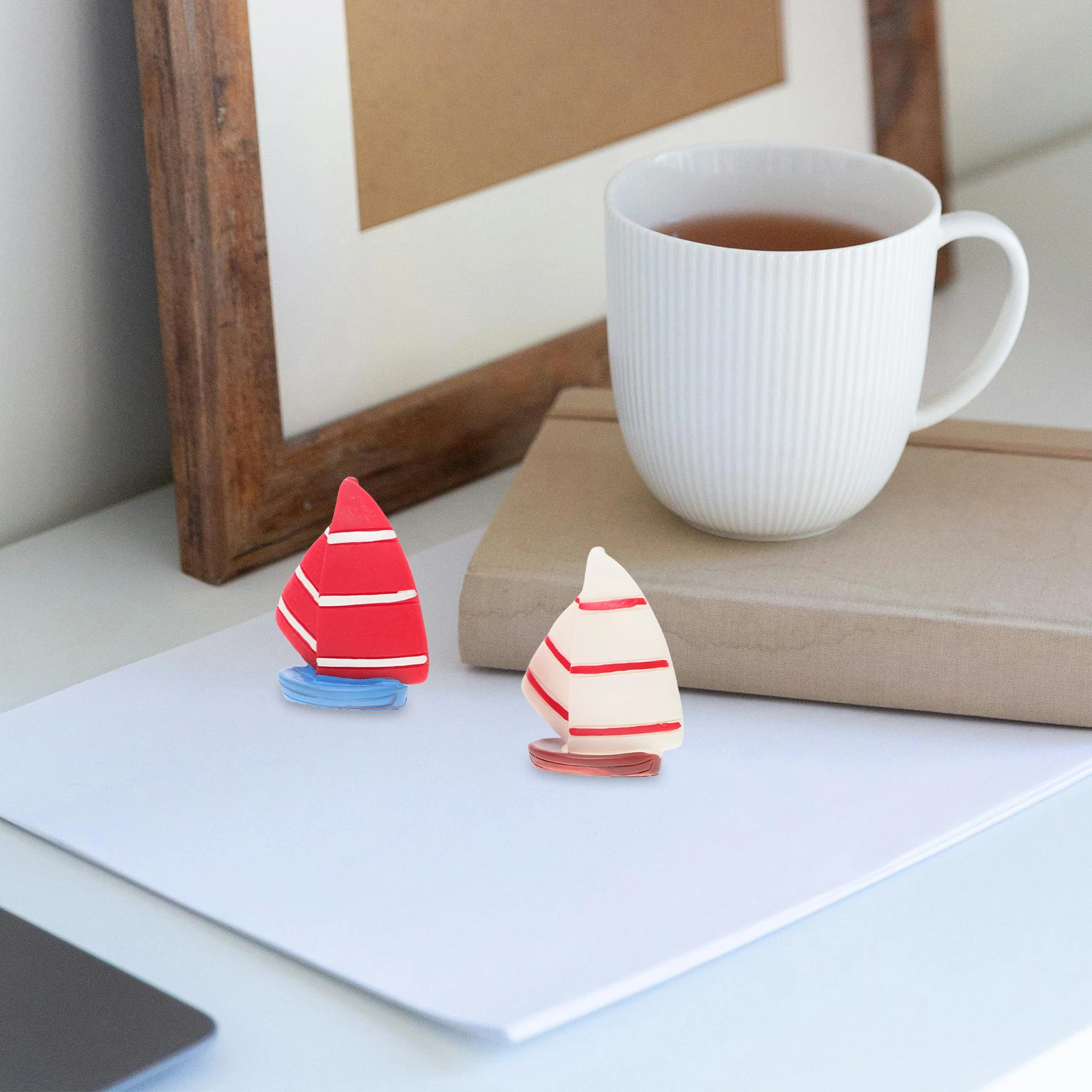 

6pcs Sailboat Decorations Golden Resin Miniatures for Office Desk Cabinet Bathroom Shelves Modern Sculpture Nautical Theme