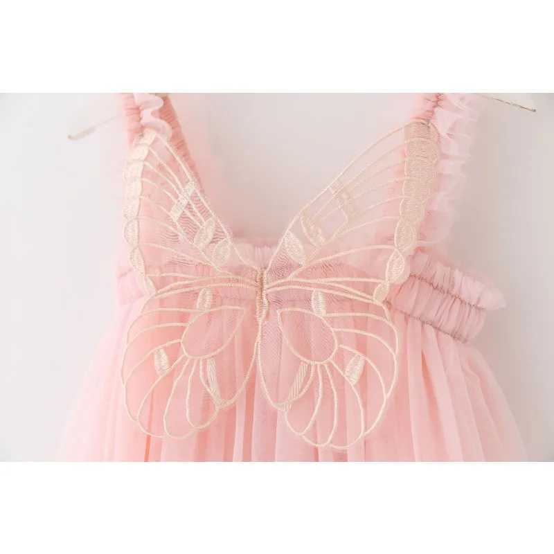 Summer Flower Mermaid Birthday Dress for Baby Girl Clothes Mesh Fairy Wings Princess Slip Tutu Dresses Sleeveless Girl Clothes