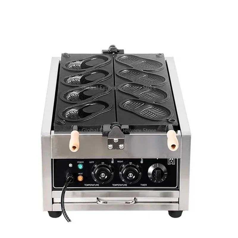Electric Shoe-Shaped Waffle Making Machine Set Non-Stick Coated 4pcs Commercial Bread Baker Shoe Form Maker for Kitchen