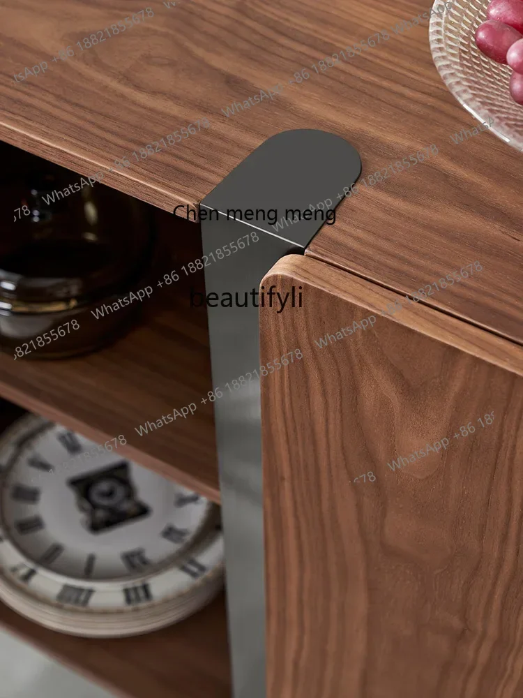 CC182Black walnut solid wood TV cabinet storage locker entrance dining side cabinet living room R