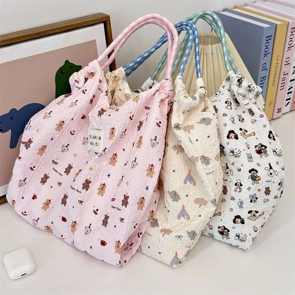 Canvas Tote Bag for Women Large Capacity Print Canvas Shoulder Bags Embroidery Cartoon Dog