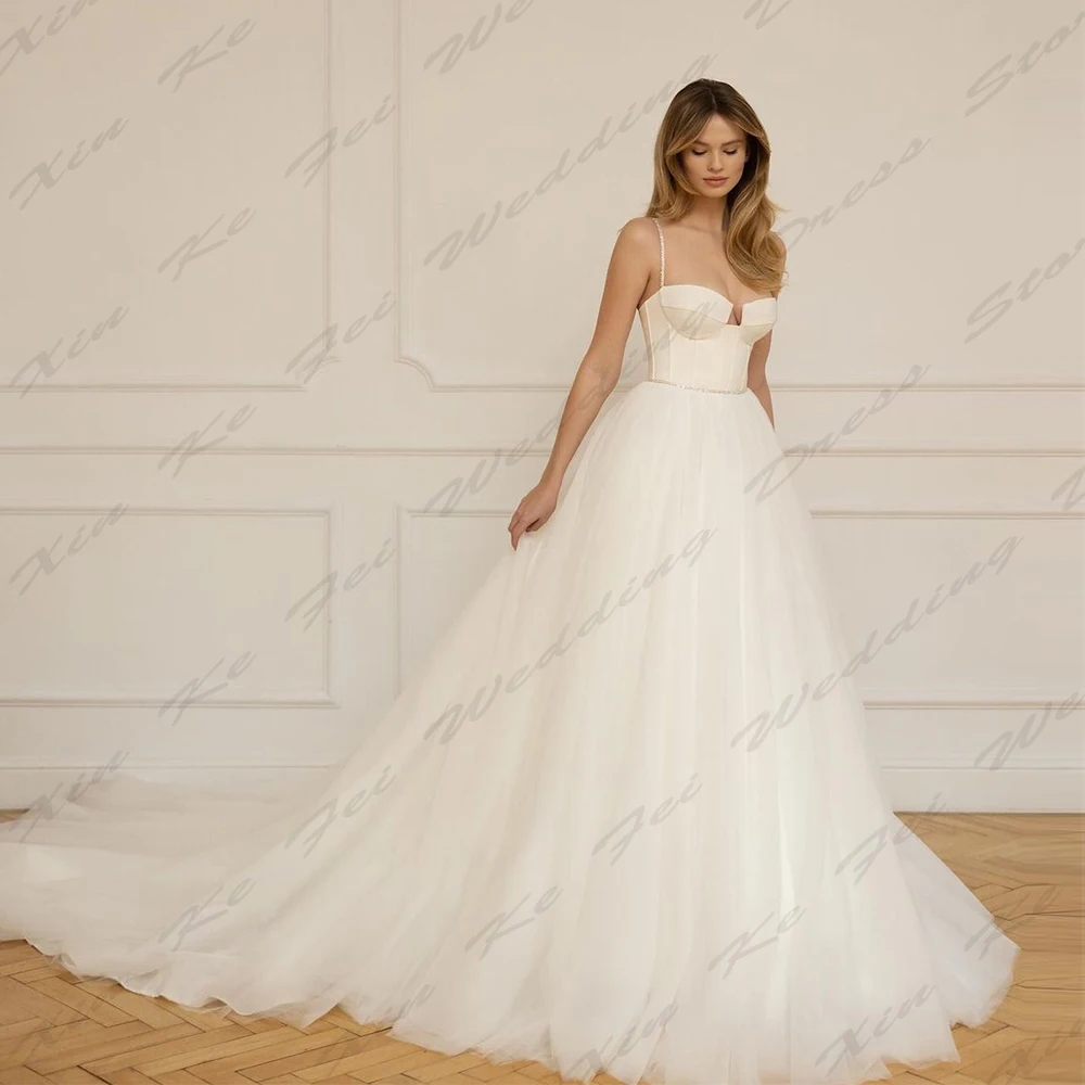 Pretty Wedding Dresses Illusion A-Line Sexy Mermaid Off Shoulder Sleeveless Exquisite Fluffy Princess Style Mopping Bride Gowns