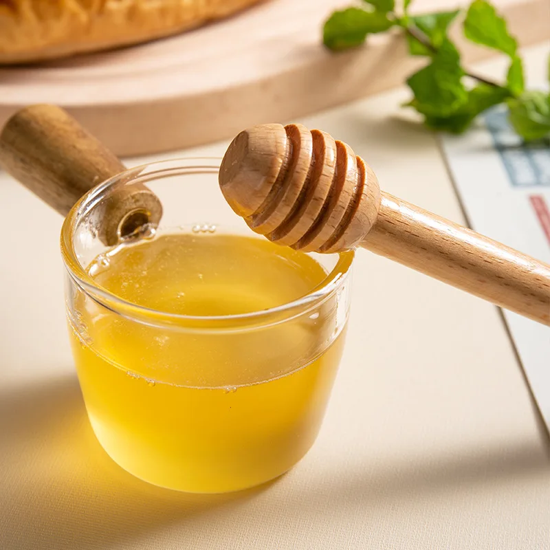 200Pcs/Lot Beech Honey Spoon Wooden Honey Mixing Stick Solid Wood Mixing Stick Honey Stick Bee Candy Honey Stick