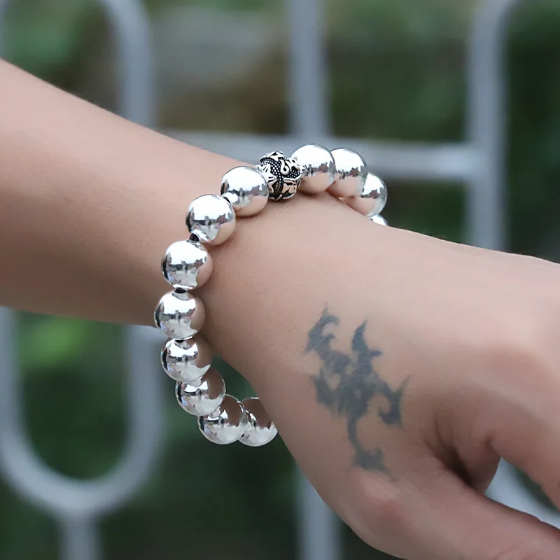 

99 мужских браслетов из шести слов мантры с круглыми бусинами на удачу, женские серебряные буддийские бусины 999 пробы